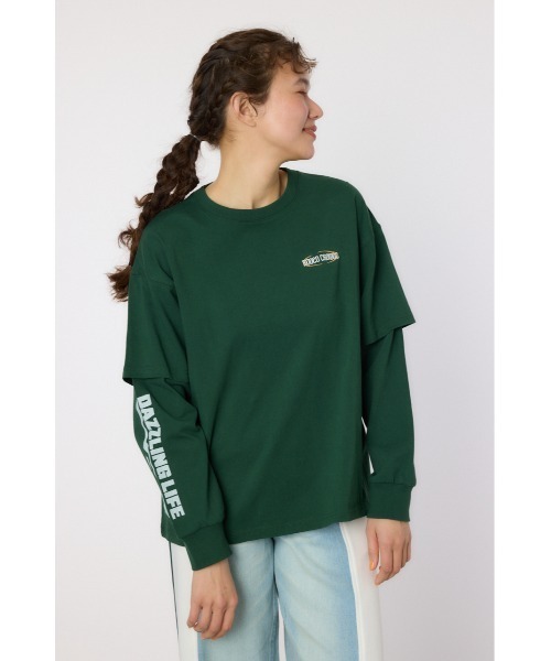RODEO CROWNS WIDE BOWL(ロデオクラウンズワイドボウル)の「VintageフェイクレイヤードロングスリーブTシャツ(Tシャツ/カットソー・レディース・アイボリー/ブラック/スモークピンク/ダークグリーン・FREE)」の13枚目の写真