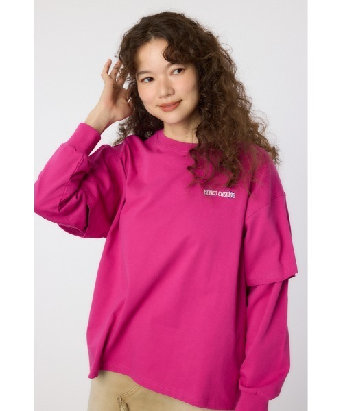 RODEO CROWNS WIDE BOWL(ロデオクラウンズワイドボウル)の「VintageフェイクレイヤードロングスリーブTシャツ(Tシャツ/カットソー・レディース・アイボリー/ブラック/スモークピンク/ダークグリーン・FREE)」の16枚目の写真