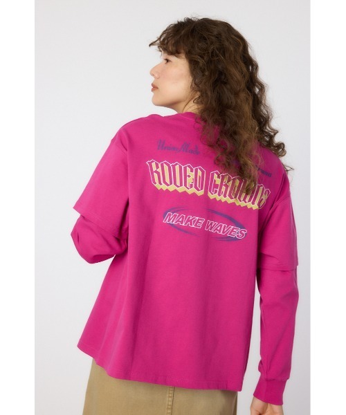 RODEO CROWNS WIDE BOWL(ロデオクラウンズワイドボウル)の「VintageフェイクレイヤードロングスリーブTシャツ(Tシャツ/カットソー・レディース・アイボリー/ブラック/スモークピンク/ダークグリーン・FREE)」の18枚目の写真