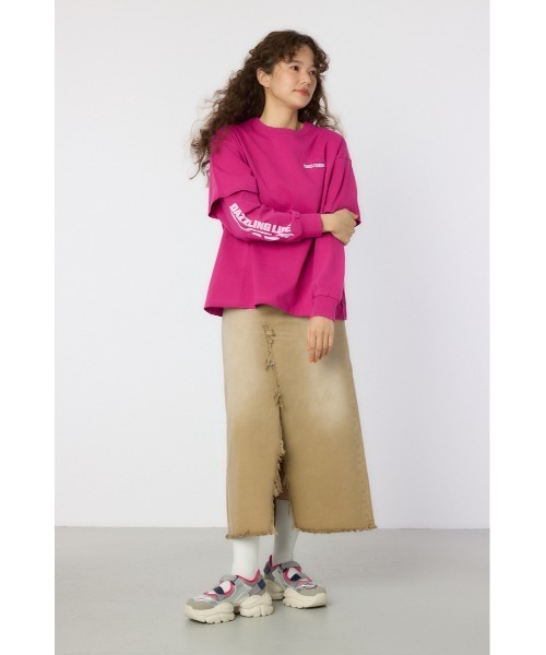 RODEO CROWNS WIDE BOWL(ロデオクラウンズワイドボウル)の「VintageフェイクレイヤードロングスリーブTシャツ(Tシャツ/カットソー・レディース・アイボリー/ブラック/スモークピンク/ダークグリーン・FREE)」の20枚目の写真