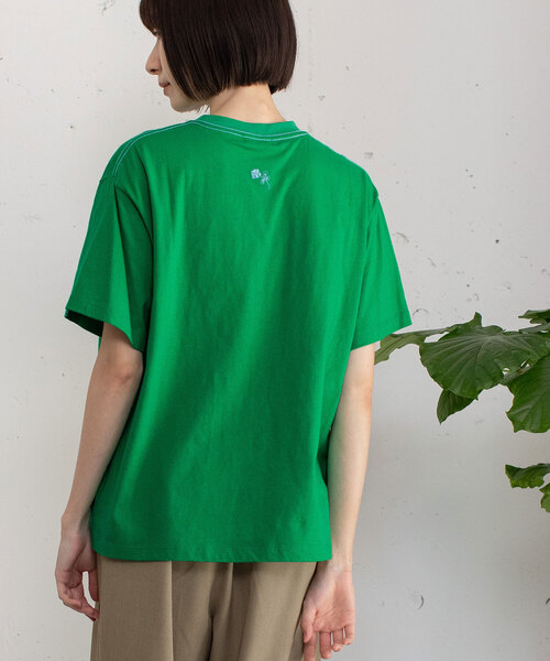 POU DOU DOU(プードゥドゥ)の「厚盛りプリントサークルロゴTシャツ(Tシャツ/カットソー・レディース・ダークグレー/アイボリー/グリーン・M)」の6枚目の写真
