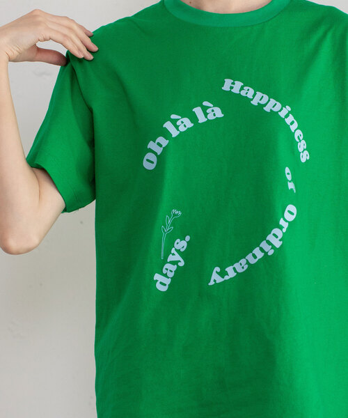 POU DOU DOU(プードゥドゥ)の「厚盛りプリントサークルロゴTシャツ(Tシャツ/カットソー・レディース・ダークグレー/アイボリー/グリーン・M)」の9枚目の写真