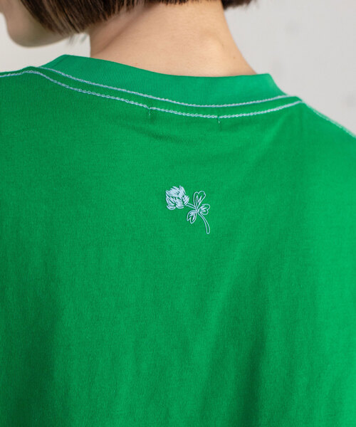 POU DOU DOU(プードゥドゥ)の「厚盛りプリントサークルロゴTシャツ(Tシャツ/カットソー・レディース・ダークグレー/アイボリー/グリーン・M)」の10枚目の写真