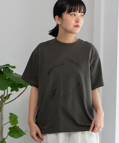 POU DOU DOU(プードゥドゥ)の「厚盛りプリントサークルロゴTシャツ(Tシャツ/カットソー・レディース・ダークグレー/アイボリー/グリーン・M)」の12枚目の写真