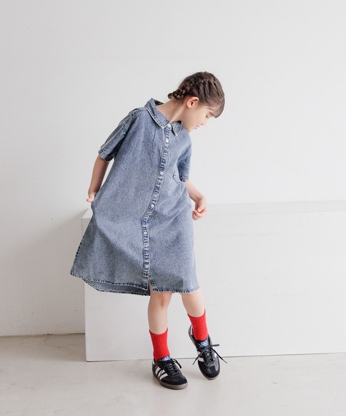 BAYFLOW（ベイフロー）の「[綿100%]デニムシャツワンピ(KIDS)（ワンピース・キッズ・ブラック/ブルー・120cm/110cm/150cm/140cm/130cm）」の3枚目の写真