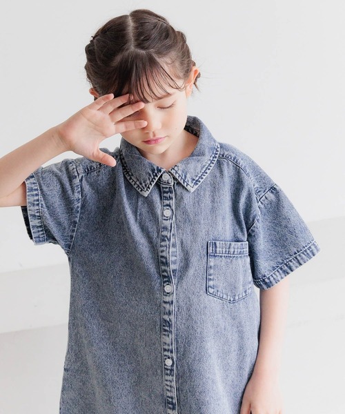 BAYFLOW（ベイフロー）の「[綿100%]デニムシャツワンピ(KIDS)（ワンピース・キッズ・ブラック/ブルー・120cm/110cm/150cm/140cm/130cm）」の8枚目の写真