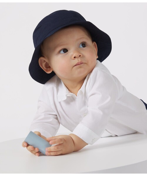 PETIT BATEAU（プチバトー）の「クロシェ（ハット・キッズ・オフホワイト/ネイビー・6MONTH/18MONTH/36MONTH）」の3枚目の写真