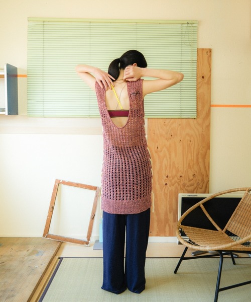 PAMM(パム)の「マクラメチュニックワンピース(ニット/セーター・レディース・コーラルピンク/ネイビー・フリー)」の13枚目の写真