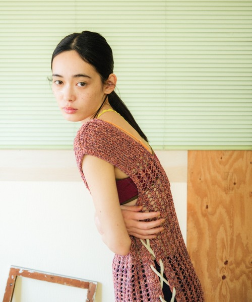PAMM(パム)の「マクラメチュニックワンピース(ニット/セーター・レディース・コーラルピンク/ネイビー・フリー)」の17枚目の写真
