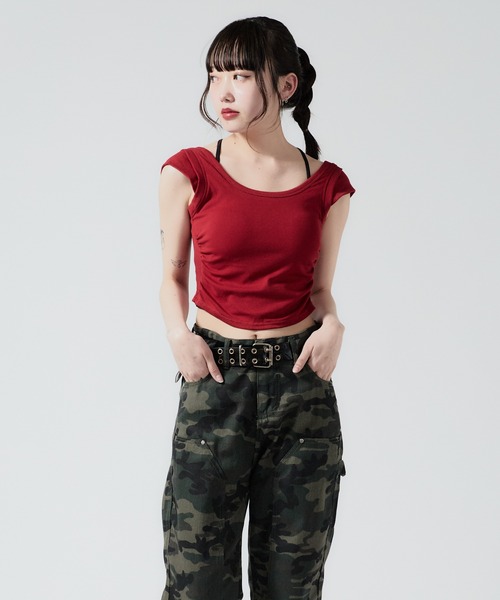 Chick(チック)の「フェイクレイヤード キャミソール(Tシャツ/カットソー・レディース・グレー/ブラック/レッド/ホワイト・FREE)」の14枚目の写真