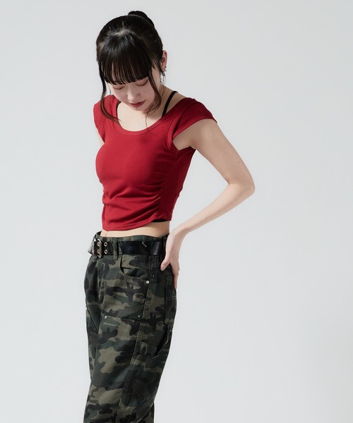 Chick(チック)の「フェイクレイヤード キャミソール(Tシャツ/カットソー・レディース・グレー/ブラック/レッド/ホワイト・FREE)」の13枚目の写真