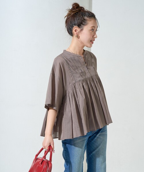 FREAK'S STORE（フリークスストア）の「限定展開　インド タック 切り替え フレア ブラウス（シャツ/ブラウス・レディース・ブラック/レッド/オフホワイト/モカ/イエロー/ネイビー・ﾌﾘ-）」の11枚目の写真