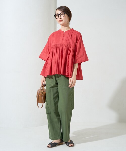 FREAK'S STORE（フリークスストア）の「限定展開　インド タック 切り替え フレア ブラウス（シャツ/ブラウス・レディース・ブラック/レッド/オフホワイト/モカ/イエロー/ネイビー・ﾌﾘ-）」の14枚目の写真