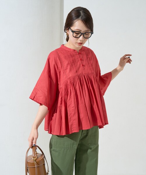 FREAK'S STORE（フリークスストア）の「限定展開　インド タック 切り替え フレア ブラウス（シャツ/ブラウス・レディース・ブラック/レッド/オフホワイト/モカ/イエロー/ネイビー・ﾌﾘ-）」の20枚目の写真