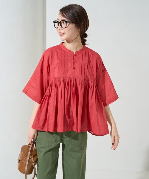 FREAK'S STORE（フリークスストア）の「限定展開　インド タック 切り替え フレア ブラウス（シャツ/ブラウス・レディース・ブラック/レッド/オフホワイト/モカ/イエロー/ネイビー・ﾌﾘ-）」の21枚目の写真