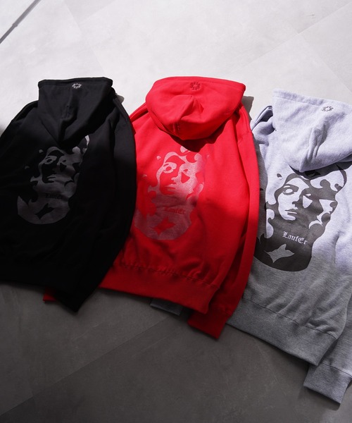 Laufer(ロイファー)の「【Laufer】アブストラクト フェイス ジップパーカー / Abstract Face ZIP Hoodie(パーカー・メンズ・レッド/ブラック/グレー・M/L)」の4枚目の写真