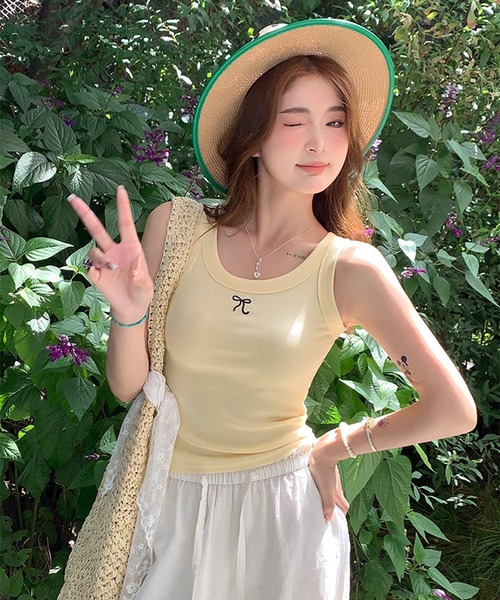 D&G BEACHWEAR ジュース柄 肩紐 リボン タンクトップ ピンク M D&G BEACHWEAR ジュース柄 肩紐 リボン タンクトップ ピンク M