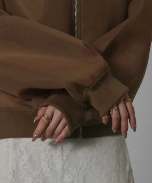 Social GIRL（ソーシャルガール）の「ダンボールシアーMA-1ブルゾン（MA-1・レディース・ホワイト/ブラック/カーキ/モカ・M）」の9枚目の写真