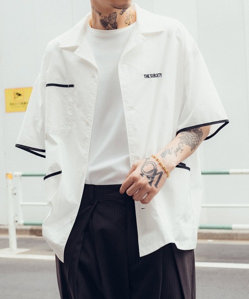 今期もの！　Subciety ブラック 半袖シャツ XL バーバーシャツ セール】Barber shirt（シャツ/ブラウス）｜Subciety