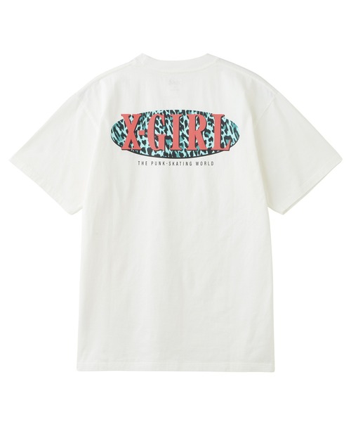 国内配送★X-girl★LEOPARD OVAL LOGO S/S BABY TEE X-girl エックスガール レディース LEOPARD OVAL LOGO S/S BABY