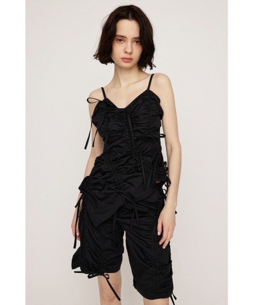 SLY（スライ）の「DRAWSTRING CAMI TOPS ドローストリング キャミ トップス 夏服（キャミソール・レディース・ベージュ/ブラック・FREE）」の4枚目の写真