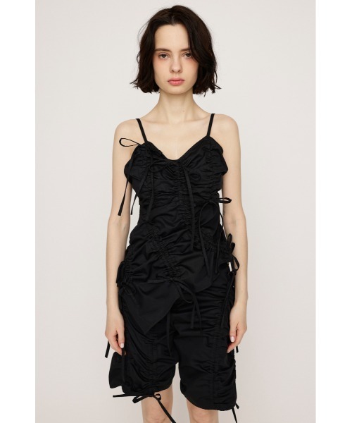 SLY（スライ）の「DRAWSTRING CAMI TOPS ドローストリング キャミ トップス 夏服（キャミソール・レディース・ベージュ/ブラック・FREE）」の6枚目の写真