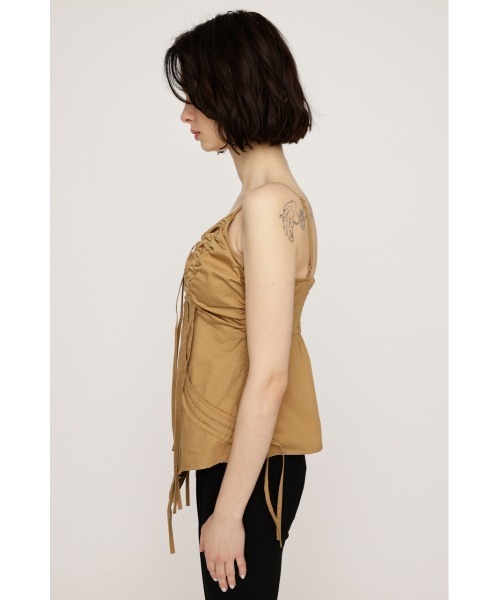 SLY（スライ）の「DRAWSTRING CAMI TOPS ドローストリング キャミ トップス 夏服（キャミソール・レディース・ベージュ/ブラック・FREE）」の14枚目の写真
