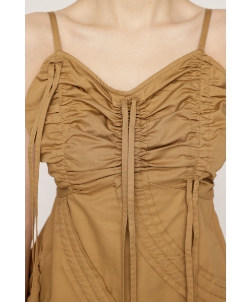 SLY（スライ）の「DRAWSTRING CAMI TOPS ドローストリング キャミ トップス 夏服（キャミソール・レディース・ベージュ/ブラック・FREE）」の16枚目の写真