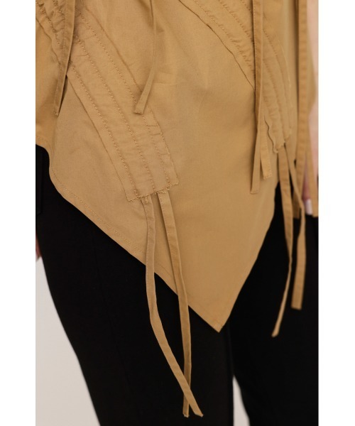 SLY（スライ）の「DRAWSTRING CAMI TOPS ドローストリング キャミ トップス 夏服（キャミソール・レディース・ベージュ/ブラック・FREE）」の20枚目の写真