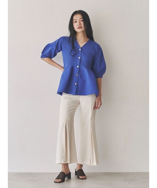 TONAL（トーナル）の「ペプラムリブニットカーディガン（カーディガン/ボレロ・レディース・ブルー/グレー/オフホワイト・MEDIUM）」の8枚目の写真