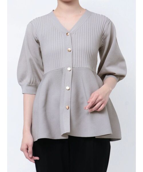 TONAL（トーナル）の「ペプラムリブニットカーディガン（カーディガン/ボレロ・レディース・ブルー/グレー/オフホワイト・MEDIUM）」の11枚目の写真