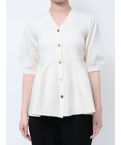 TONAL（トーナル）の「ペプラムリブニットカーディガン（カーディガン/ボレロ・レディース・ブルー/グレー/オフホワイト・MEDIUM）」の13枚目の写真