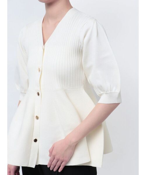 TONAL（トーナル）の「ペプラムリブニットカーディガン（カーディガン/ボレロ・レディース・ブルー/グレー/オフホワイト・MEDIUM）」の17枚目の写真