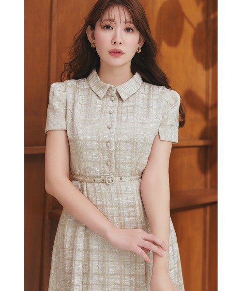 Her lip to(ハーリップトゥー)の「Annecy Belted Dress(ワンピース・レディース・ピンク系/サックスブルー/ベージュ/ネイビー・S/M)」の2枚目の写真