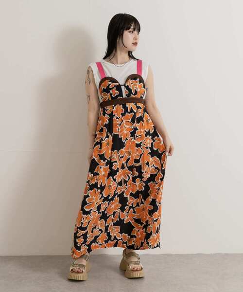 THE GOODLAND MARKET(ザグッドランドマーケット)の「cwtch DRAWSTRING FLOWER DRESS(ワンピース・レディース・イエロー/ブラック・FREE)」の4枚目の写真