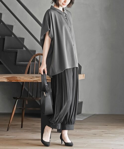 rps（アールピーエス）の「ペアスキンワイドブラウス（シャツ/ブラウス・レディース・チャコールグレー/ライトグレー/ブラック・フリー）」の4枚目の写真