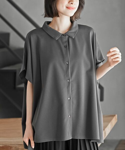 rps（アールピーエス）の「ペアスキンワイドブラウス（シャツ/ブラウス・レディース・チャコールグレー/ライトグレー/ブラック・フリー）」の5枚目の写真