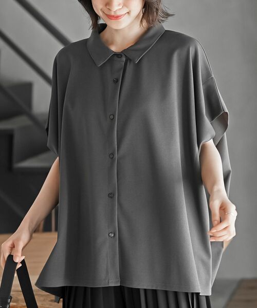 rps（アールピーエス）の「ペアスキンワイドブラウス（シャツ/ブラウス・レディース・チャコールグレー/ライトグレー/ブラック・フリー）」の6枚目の写真