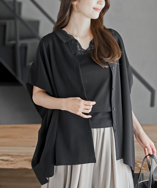 rps（アールピーエス）の「ペアスキンワイドブラウス（シャツ/ブラウス・レディース・チャコールグレー/ライトグレー/ブラック・フリー）」の13枚目の写真