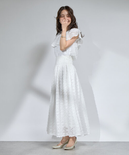 La boutique BonBon（ラブティックボンボン）の「【セットアップ可・最強愛され】カットジャガードフリルカラーブラウス（シャツ/ブラウス・レディース・ホワイト/ブラック・FREE）」の10枚目の写真