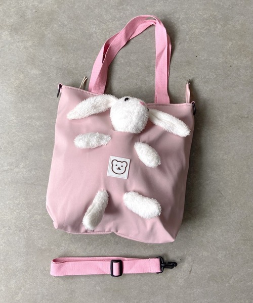 セール】うさぎぬいぐるみ付きショルダートート（トートバッグ