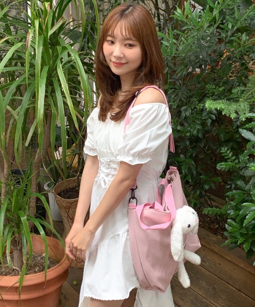美品✨パピヨネ うさぎ バッグ ピンク トート 肩がけ レザー