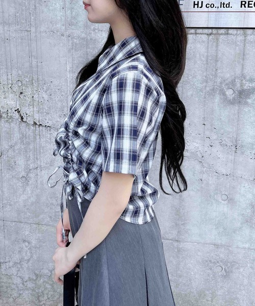 INGNI(イング)の「フロントジップチェック柄ドロスト半袖シャツ(シャツ/ブラウス・レディース・ホワイト系その他2/ネイビー系1・M)」の16枚目の写真