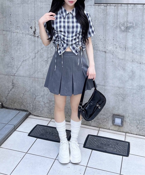 INGNI(イング)の「フロントジップチェック柄ドロスト半袖シャツ(シャツ/ブラウス・レディース・ホワイト系その他2/ネイビー系1・M)」の18枚目の写真