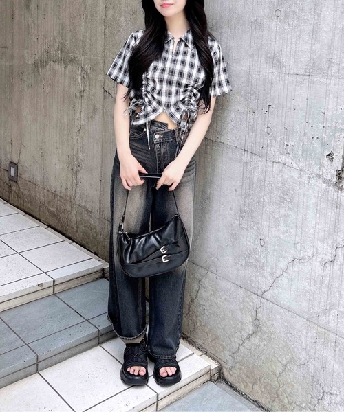 INGNI(イング)の「フロントジップチェック柄ドロスト半袖シャツ(シャツ/ブラウス・レディース・ホワイト系その他2/ネイビー系1・M)」の11枚目の写真