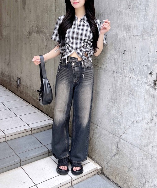 INGNI(イング)の「フロントジップチェック柄ドロスト半袖シャツ(シャツ/ブラウス・レディース・ホワイト系その他2/ネイビー系1・M)」の12枚目の写真