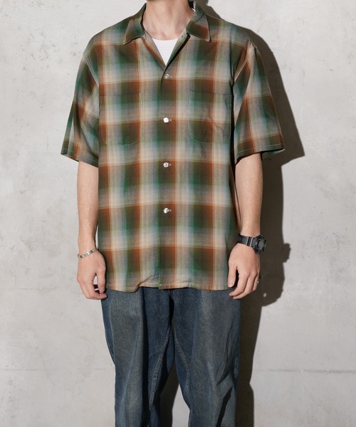TOWNCRAFT / 60S OMBRE PLAID RAYON S/S SHIRT MADE IN JAPAN