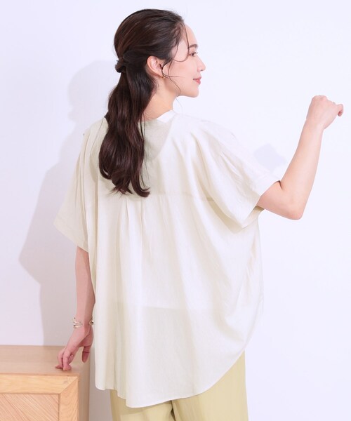 DRESKIP(ドレスキップ)の「【S-LL/セットアップ可】大人のシアー感 バンドカラーブラウス(シャツ/ブラウス・レディース・ライトベージュ/チャコールグレー/ブルー/グリーン系・01/02/03/04)」の18枚目の写真