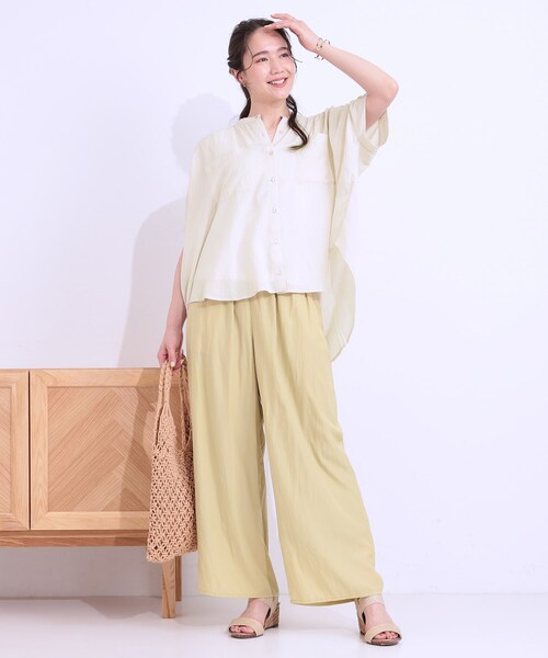 DRESKIP(ドレスキップ)の「【S-LL/セットアップ可】大人のシアー感 バンドカラーブラウス(シャツ/ブラウス・レディース・ライトベージュ/チャコールグレー/ブルー/グリーン系・01/02/03/04)」の19枚目の写真
