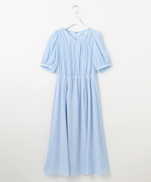 Feroux(フェルゥ)の「【洗える】ギャザーデザインパフスリーブワンピース(ワンピース・レディース・ブラック系1/スカイブルー系/ピンク系・F)」の21枚目の写真